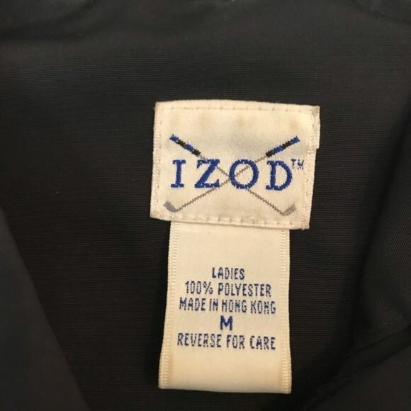 IZOD Medium Lightweight Golf Jacket Black Zip-Up Adjustable Waist Hooded - Picture 4 of 6